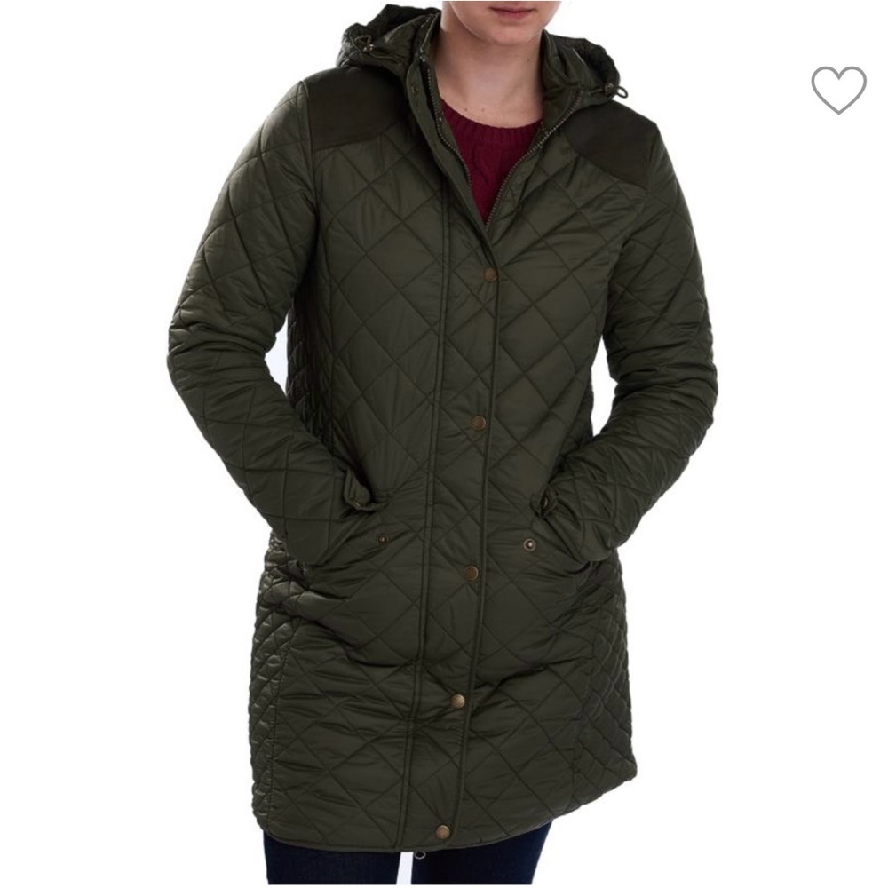 Barbour Burne Quilted Hooded Longline Jacket